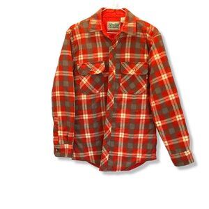 Outdoor Exchange Unisex Red and Gray Plaid Quilted Shirt Jacket Sz Women's Small
